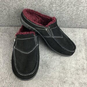 Spenco Siesta Orthotic Plush Slides Mules Black Suede Size 10D